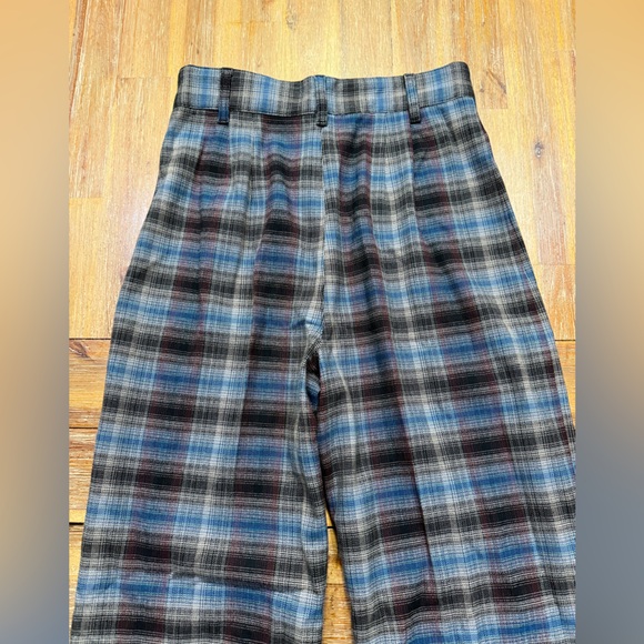 Free People Multicolor Flared Leg Plaid Trousers. Size 2 - Picture 5 of 7